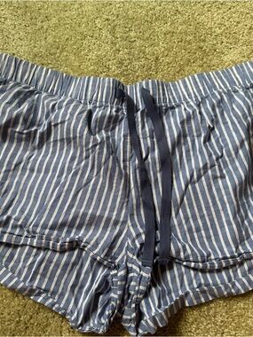 GAP Blue and White Striped Women's Drawstring Lounge Shorts